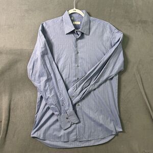 Ermenegildo Zegna Soft Mens Button Shirt Size XL 42-16 1/2‎ Long Sleeve Blue
